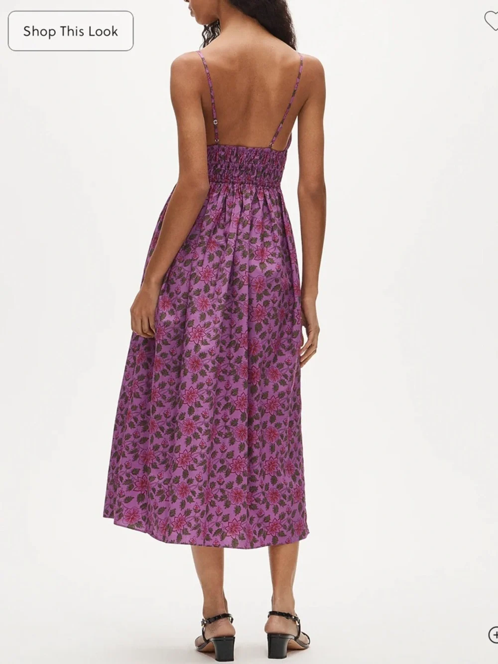 Smocked-waist V-neck dress in iris floral SS26 (retails: $178) - Picture 3 of 5